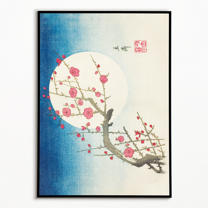 A Red Plum Branch against the Summer Moon By Hiroshige  - Art Print