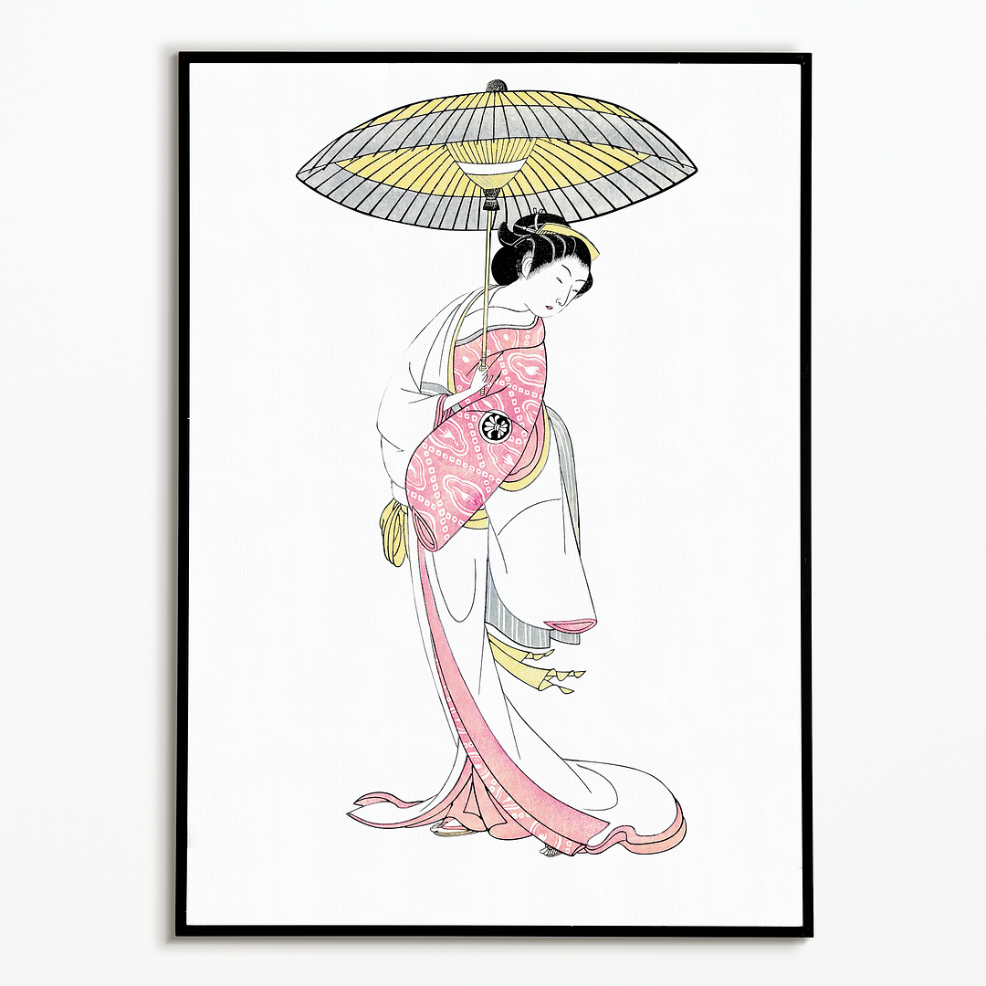 Japanese woman with umbrella By Segawa kikunojō - Art Print