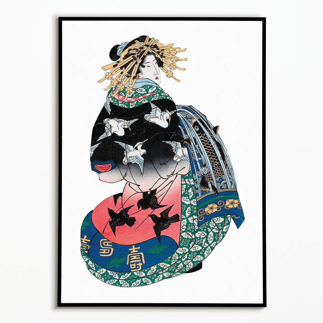 The Courtesan Hanamurasaki of the Tsuchiya By Keisai Eisen - Art Print