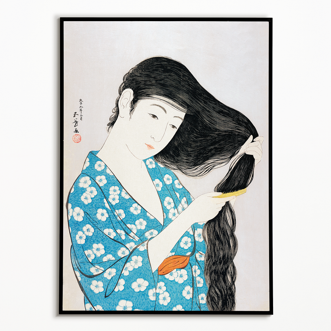 Woman Combing Her Hair by Goyō Hashiguchi - Art Print