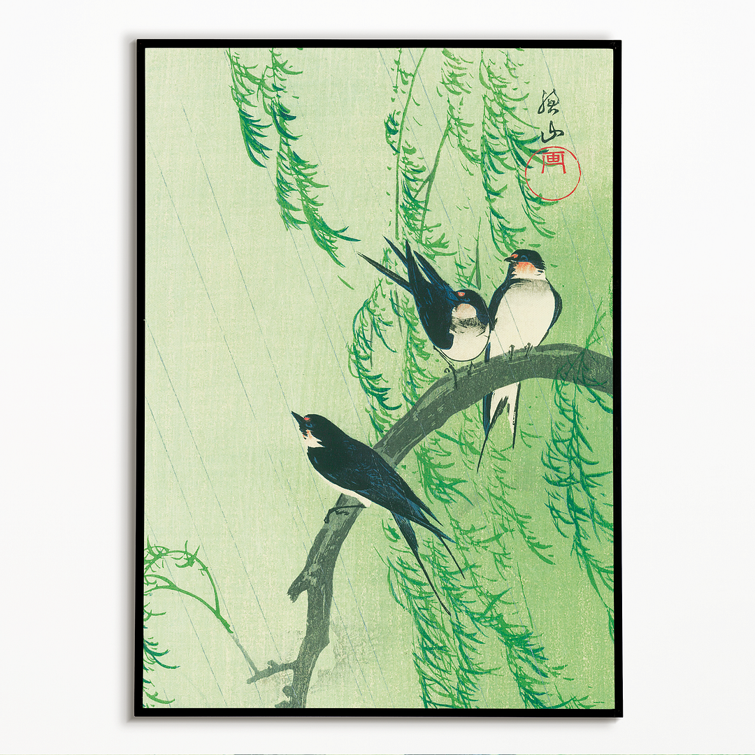 Barn Swallows and Willow - Art Print