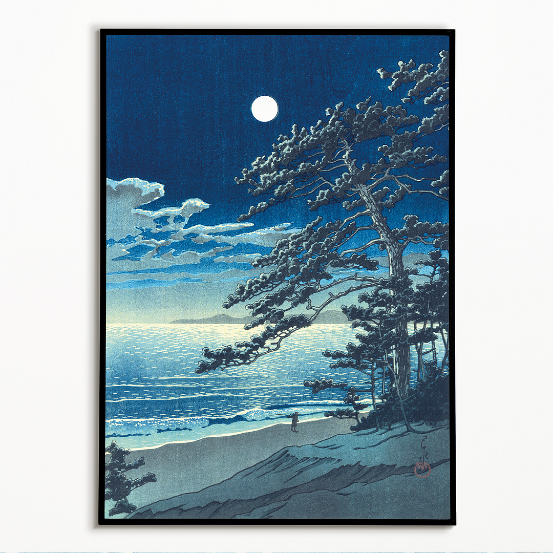 Spring Moon, Ninomiya Beach - Art Print