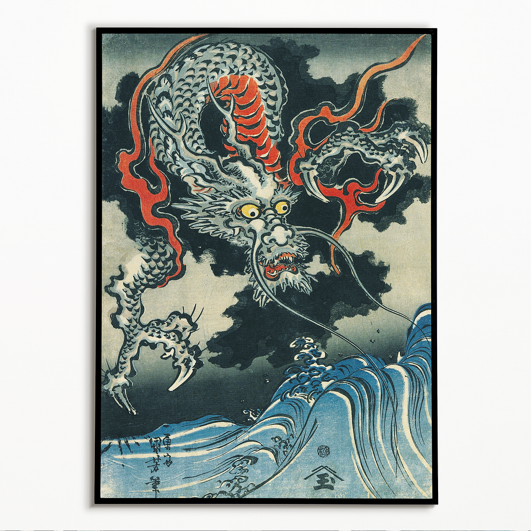 Dragon and Waves Utagawa Kuniyoshi - Art Print