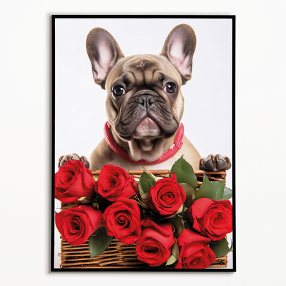 Frenchy bringing roses - Art Print
