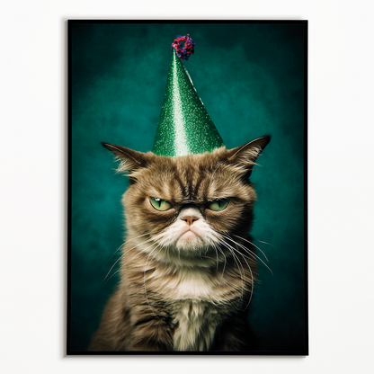 Grumpy party cat - Art Print
