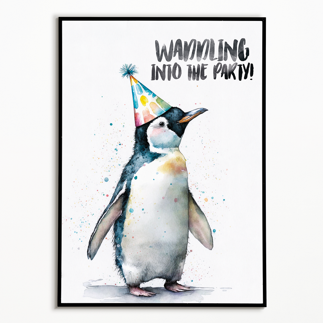 Penguin waddling into the party - Art Print