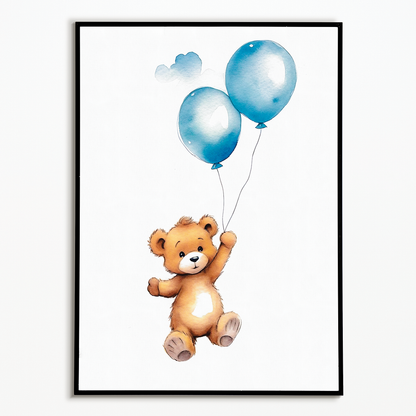 Teddy bear floating away - Art Print