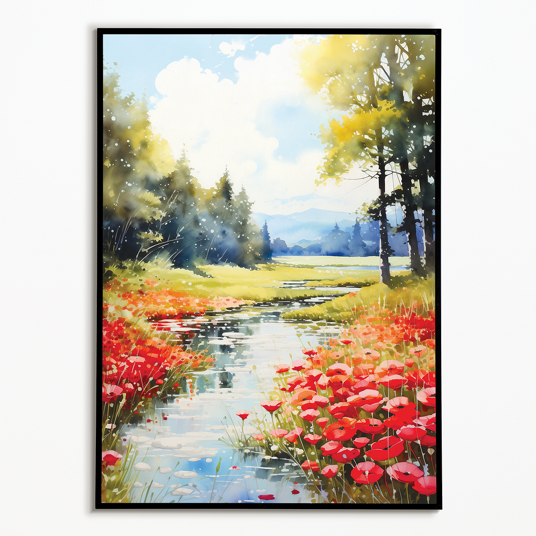 Poppy landscape scene - Art Print