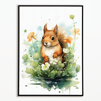 Squirrel surrounded by plants - Art Print