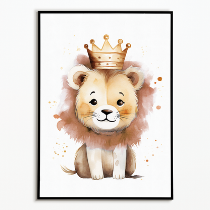 Little lion with a crown - Art Print