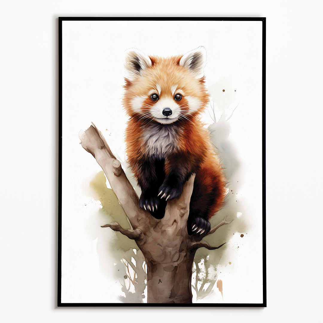 Red panda on a tree branch - Art Print