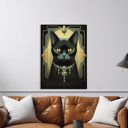 Elegant black cat I - Art Print