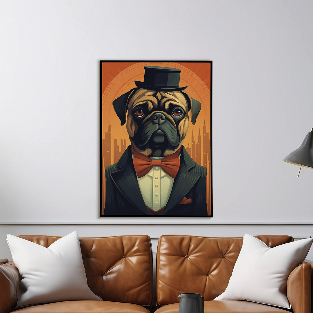 A gentleman Pug - Art Print