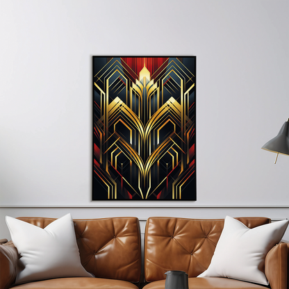 Art Deco pattern (Gold and red) - Art Print