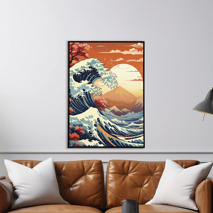 Great wave art deco style - Art Print