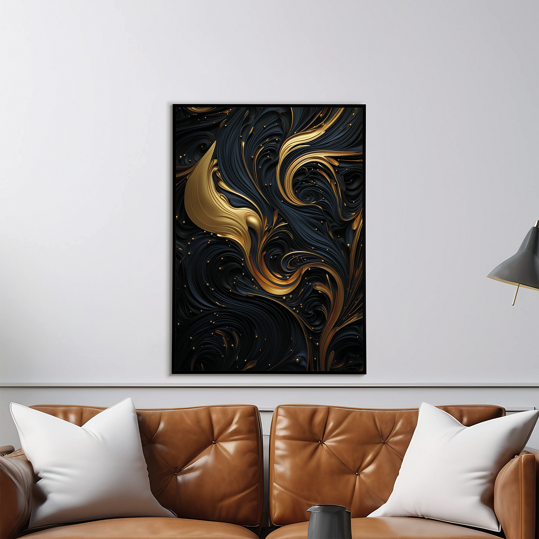Black and gold art deco pattern II - Art Print