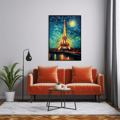 Eiffel tower during the night in Van Gogh style - Art Print