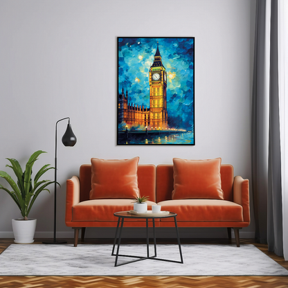 The Big Ben painting at night in Van Gogh style - Art Print