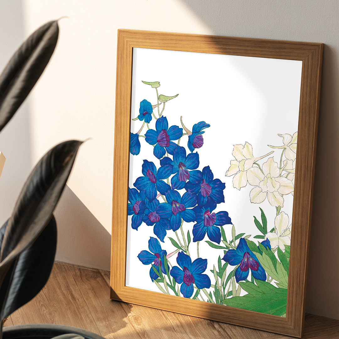 Delphinium flowers By Tanigami Kônan Art-Print