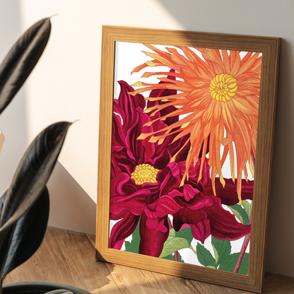 Dahlia flowers By Tanigami Kônan Art-Print