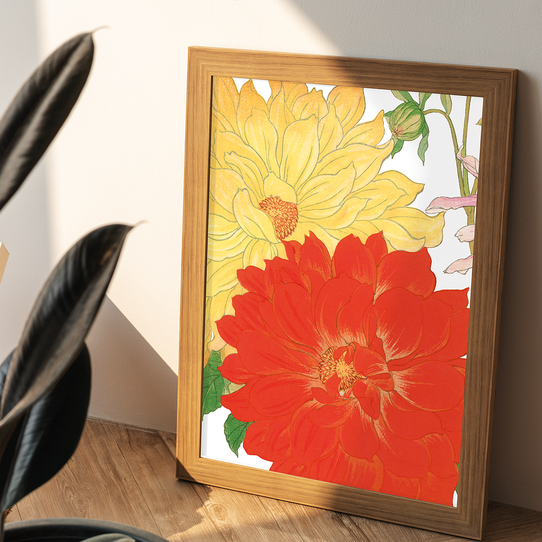 Yellow & Orange Dahlia By Tanigami Kônan Art-Print