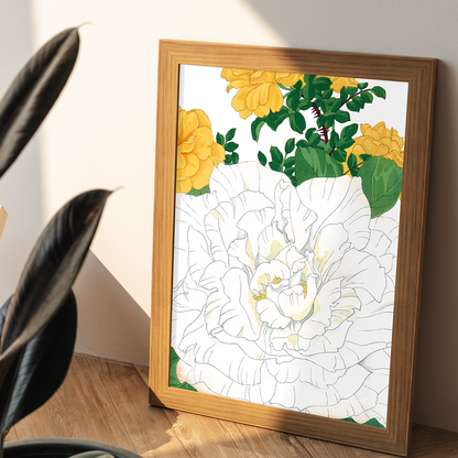 White & Yellow Roses By Tanigami Kônan Art-Print