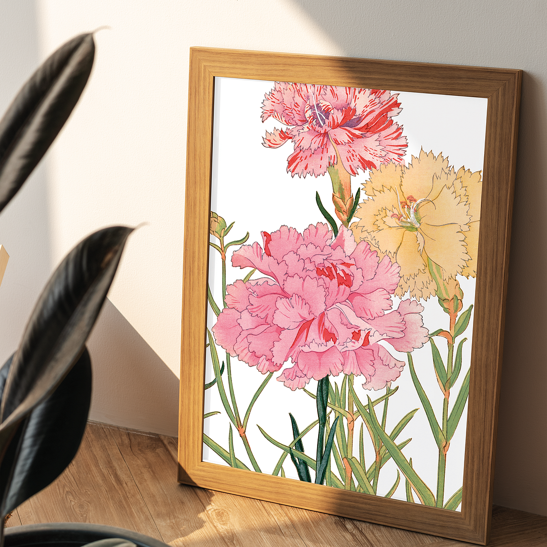 Carnation flowers By Tanigami Kônan Art-Print