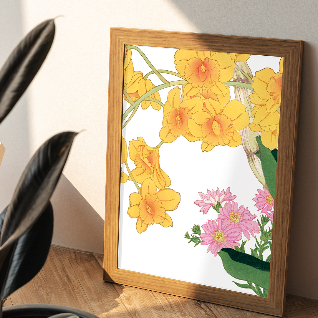 Dendrobium Chrysotoxum By Tanigami Kônan Art-Print