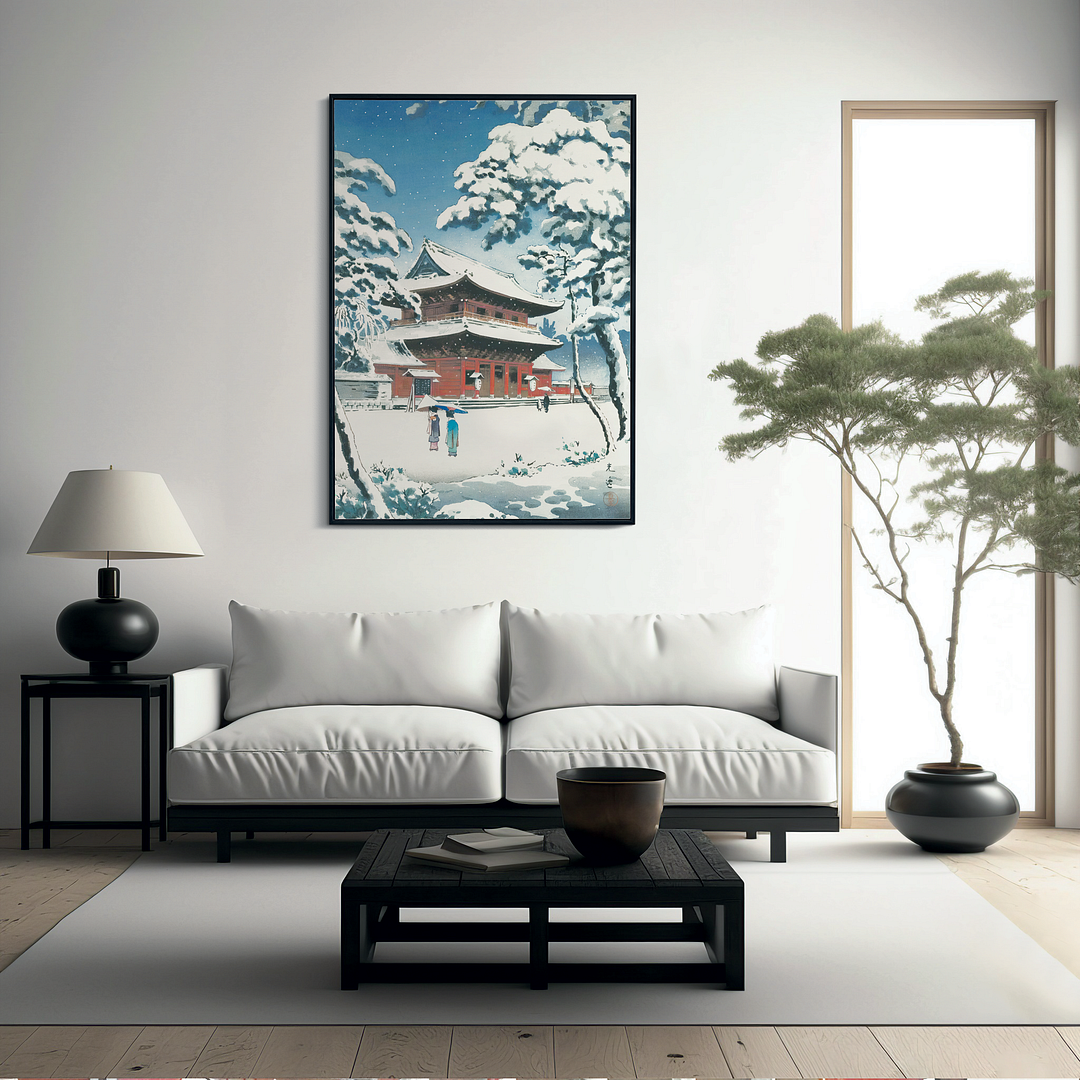 Zojo-ji Temple in Snow By Koitsu Tsuchiya - Art Print