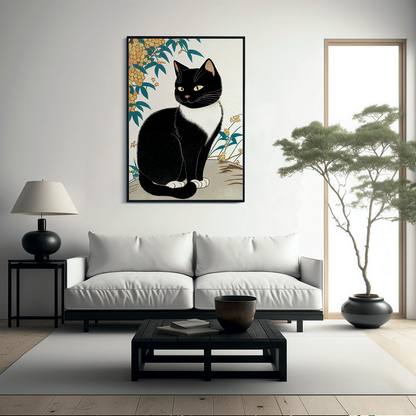 Little kitten with Forsythia - Art Print