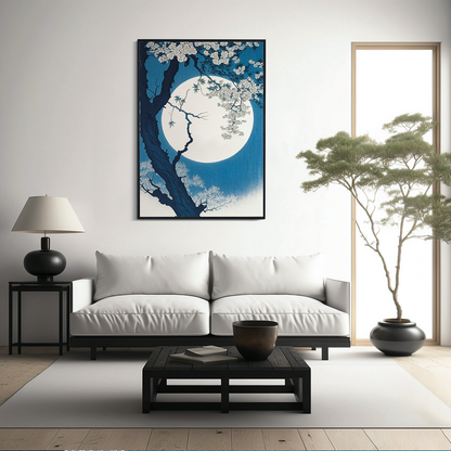 Cherry blossoms on a Moonlit Night - Art Print