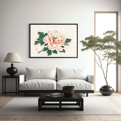 Pink rose by Kōno Bairei - Art Print