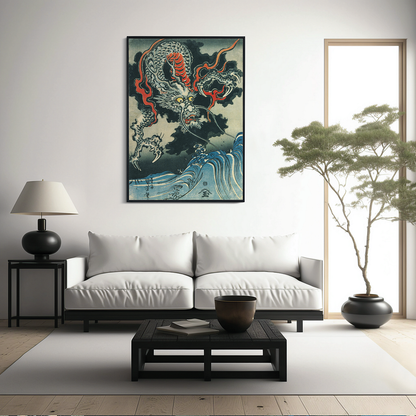 Dragon and Waves Utagawa Kuniyoshi - Art Print