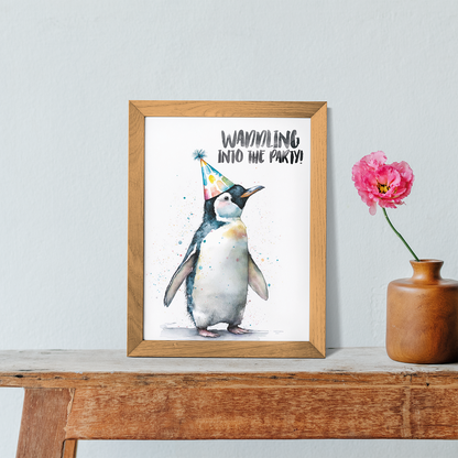 Penguin waddling into the party - Art Print