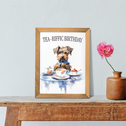 Tea-riffic birthday dog - Art Print