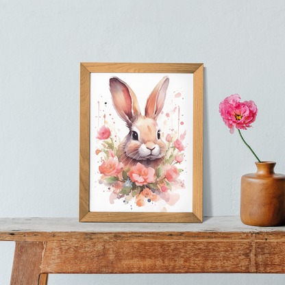 Bunny with flowers - Art Print