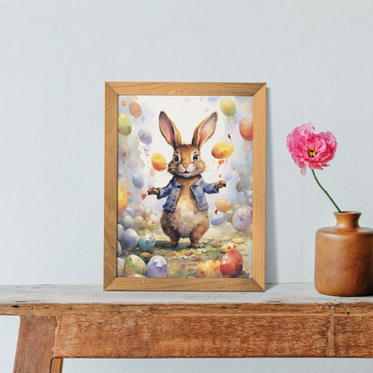 Easter bunny with his eggs - Art Print