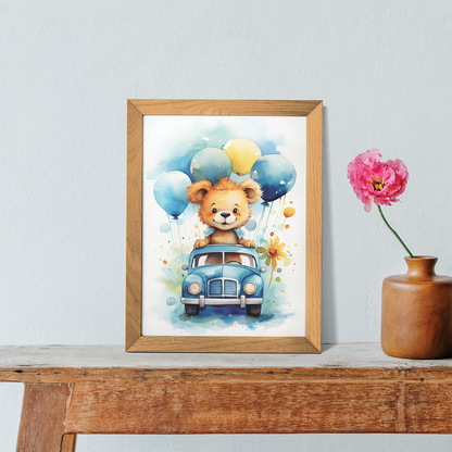 Teddy driving a car - Art Print