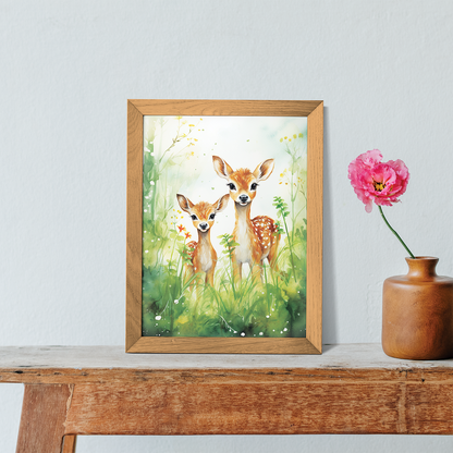 Two cute deer - Art Print