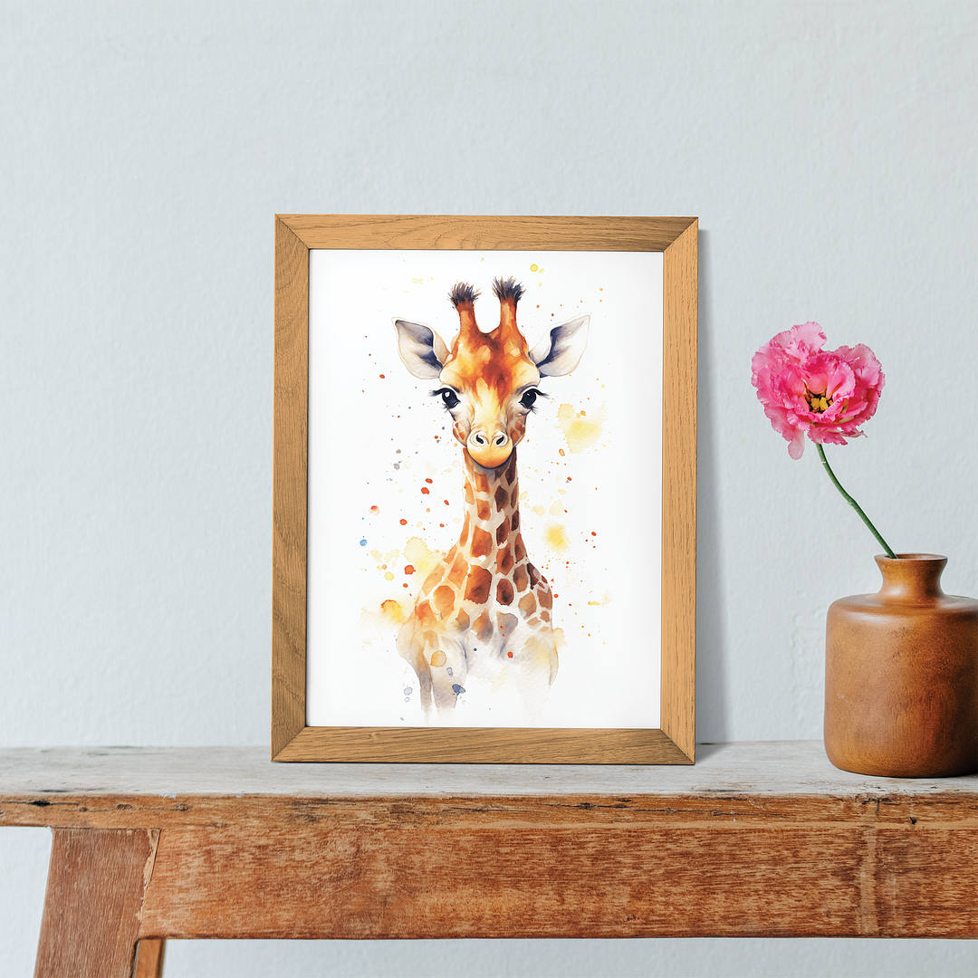 Watercolour giraffe - Art Print