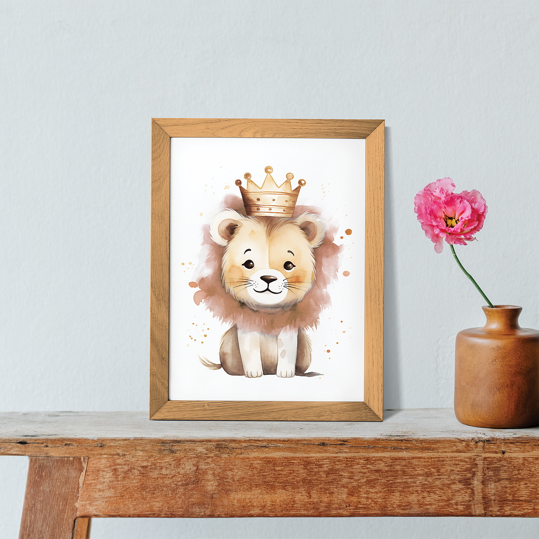 Little lion with a crown - Art Print