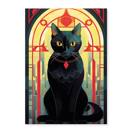 Elegant black cat II - Art Print