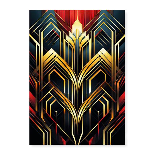 Art Deco pattern (Gold and red) - Art Print