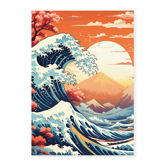 Great wave art deco style - Art Print