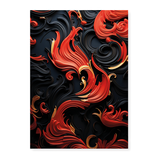 Red, Gold and black pattern - Art Print