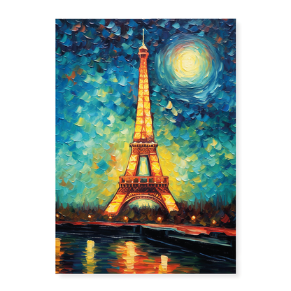 Eiffel tower during the night in Van Gogh style - Art Print