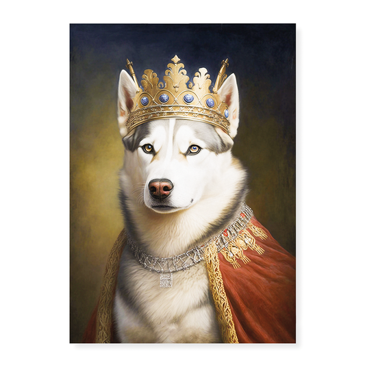 Renaissance painting of a Siberian Huskies as a king - Art Print