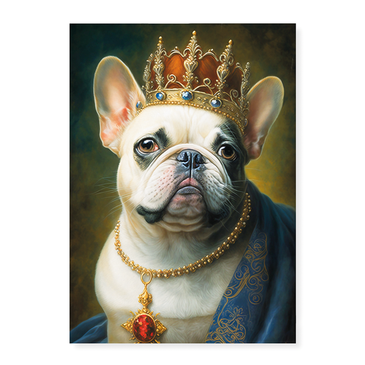 Renaissance painting of a french bulldog as a queen - Art Print