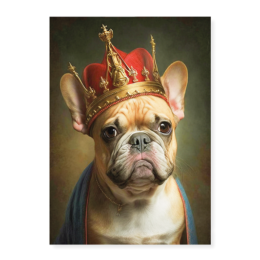 Renaissance painting of a french bulldog as a king - Art Print