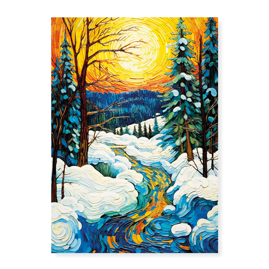 Snowy river in Van Gogh style - Art Print